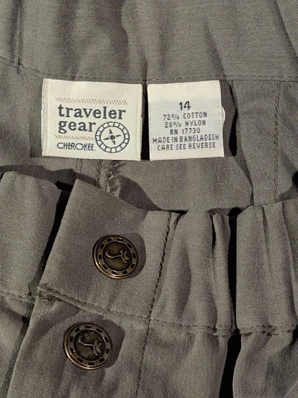 CHEROKEE Traveler Gear Safari Vest & Pants Set  2pc  sz XL 14  Olive Green  VGC